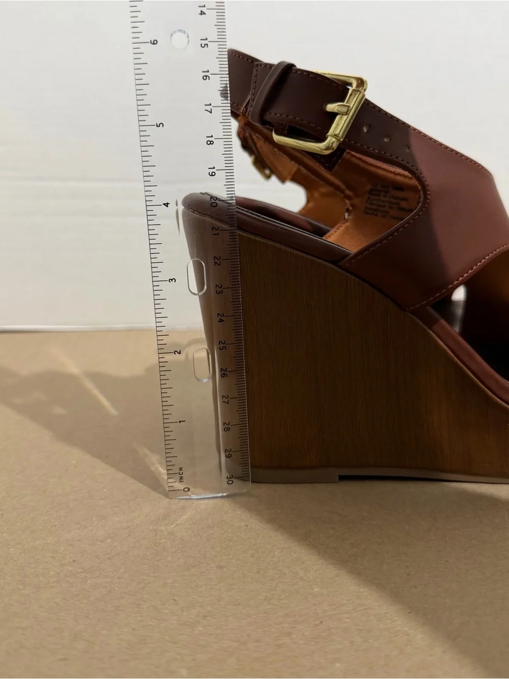 American Eagle Outfitters Brown Open-Toe Leather Wedge Sandals